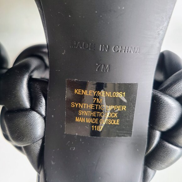 Steve Madden 'Kenley' Chunky Black Braided Leather Sandal Stiletto Heels Size 7 - Picture 11 of 14